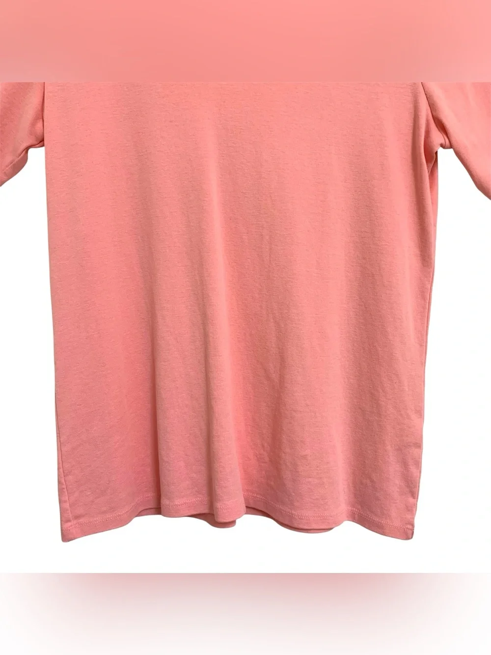 J. Jill Pima Cotton V-Neck Elbow Sleeve Straight Hem Pink Tee Shirt Sz L Casual - Picture 4 of 11